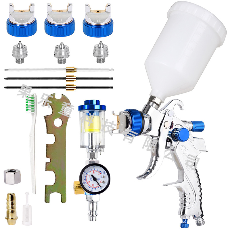 2008 블루 스프레이 건 직경 1.4/1.7/2.0mm + 압력 조절기 + 유수 분리기
