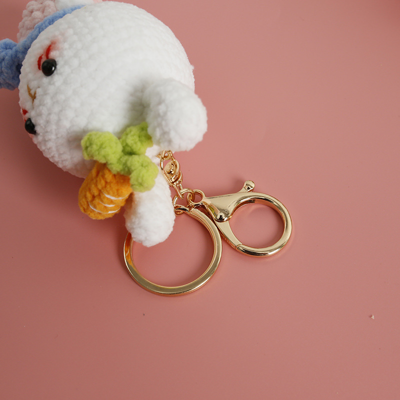 Caricatura encantadora tejida a mano conejo colgante lindo pequeño animal hermoso colgante gancho tejido cerdo grande