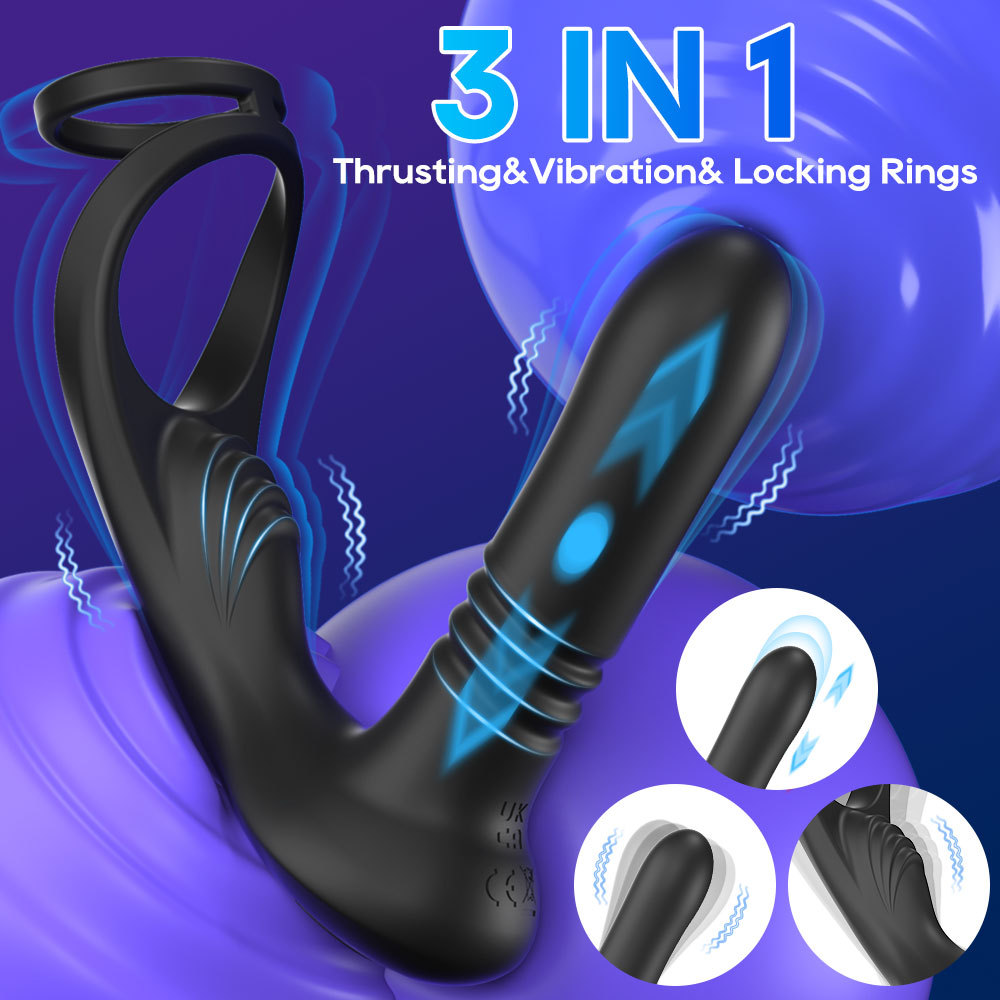 Double Ring Prostate Massager With Remote Control Silicone Vibrator_voghion.com