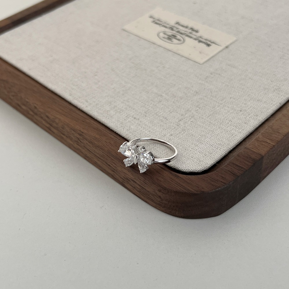 5g Weight Zircon Inlay Material Open Rings, Rings Classification 6, 9, Adjustable Ring Size 1 Piece Quantity Daily, Tea Party Occasion 925 Sterling Silver Material Butterfly Pattern Women's Gender Inlay Design Sweet, Shiny Style 925 Sterling Silver Zircon Butterfly Open Rings Rings 19