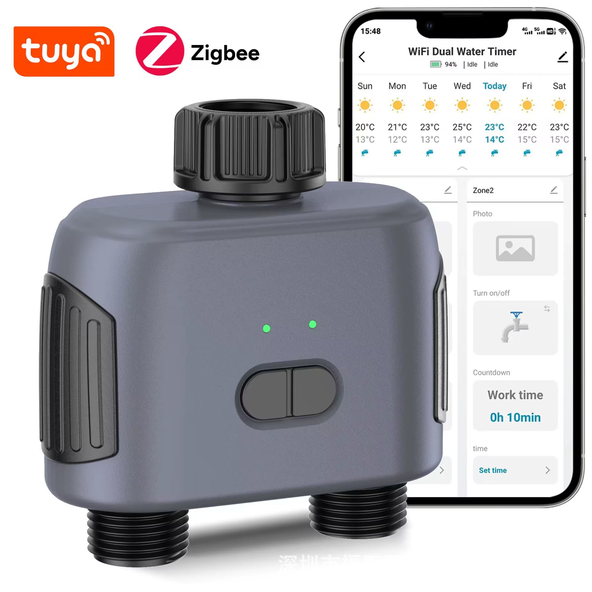 Новая модель орошения цветочного полива двойной дороги Zigbee интеллектуальное время регулируемое управление патио IP55 полив сада