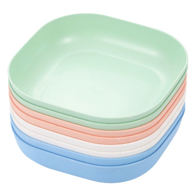 В японском стиле глубокая квадратная тарелка с косточкой пшеничная посуда квадратная тарелка бытовая тарелка с фруктами пластиковая закуска тарелка с сухофруктами