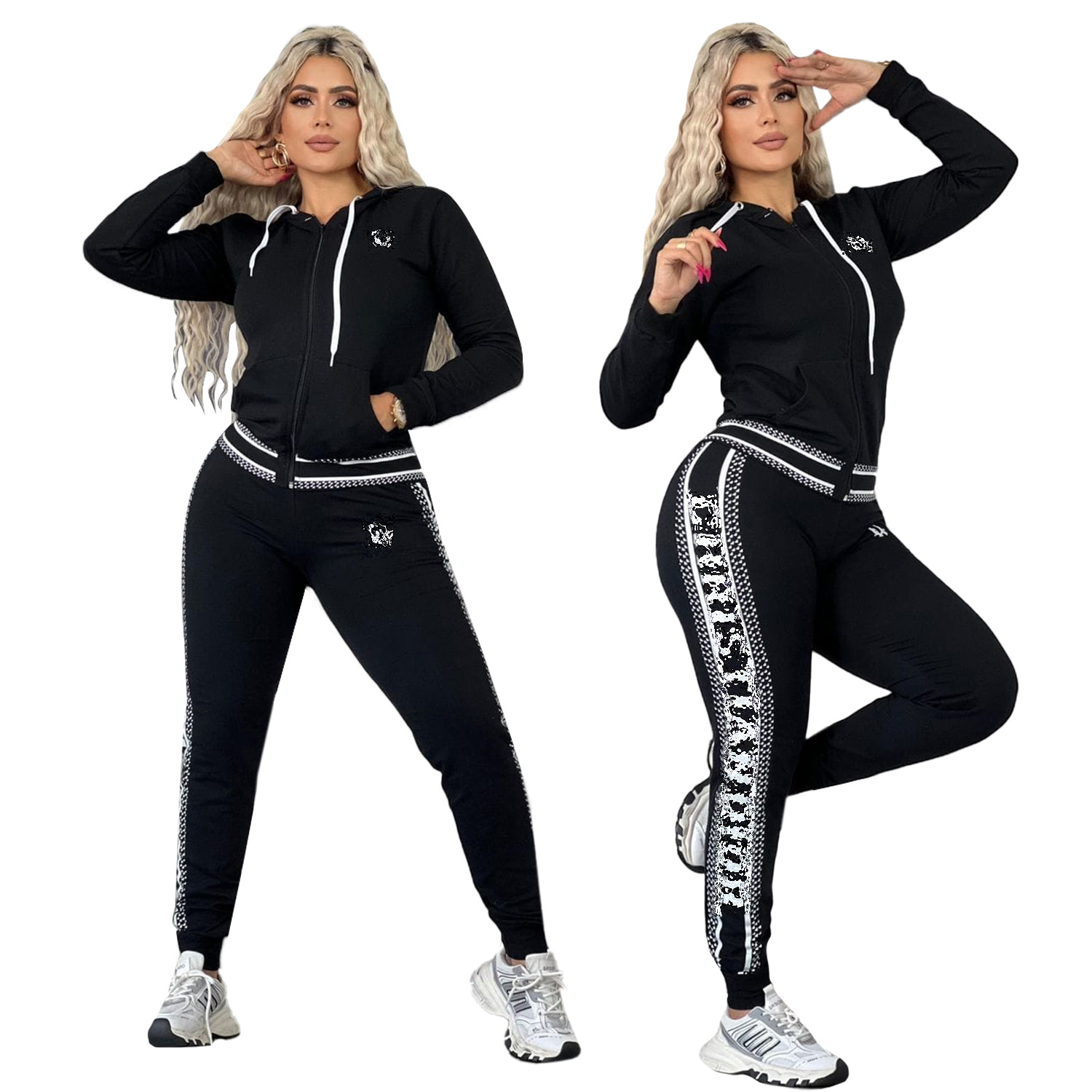 YY9529 European and American cross-border women's new fashion casual sports pocket embroidery hat trend suit in stock