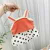 2021 summer the republic of korea girl Western style camisole vest Children Dot PP shorts lovely suit