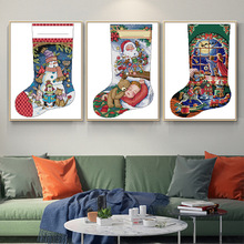 NKF十字绣卡通类圣诞颂歌袜梦想儿童乐园DIY刺绣材料客厅厂家批发