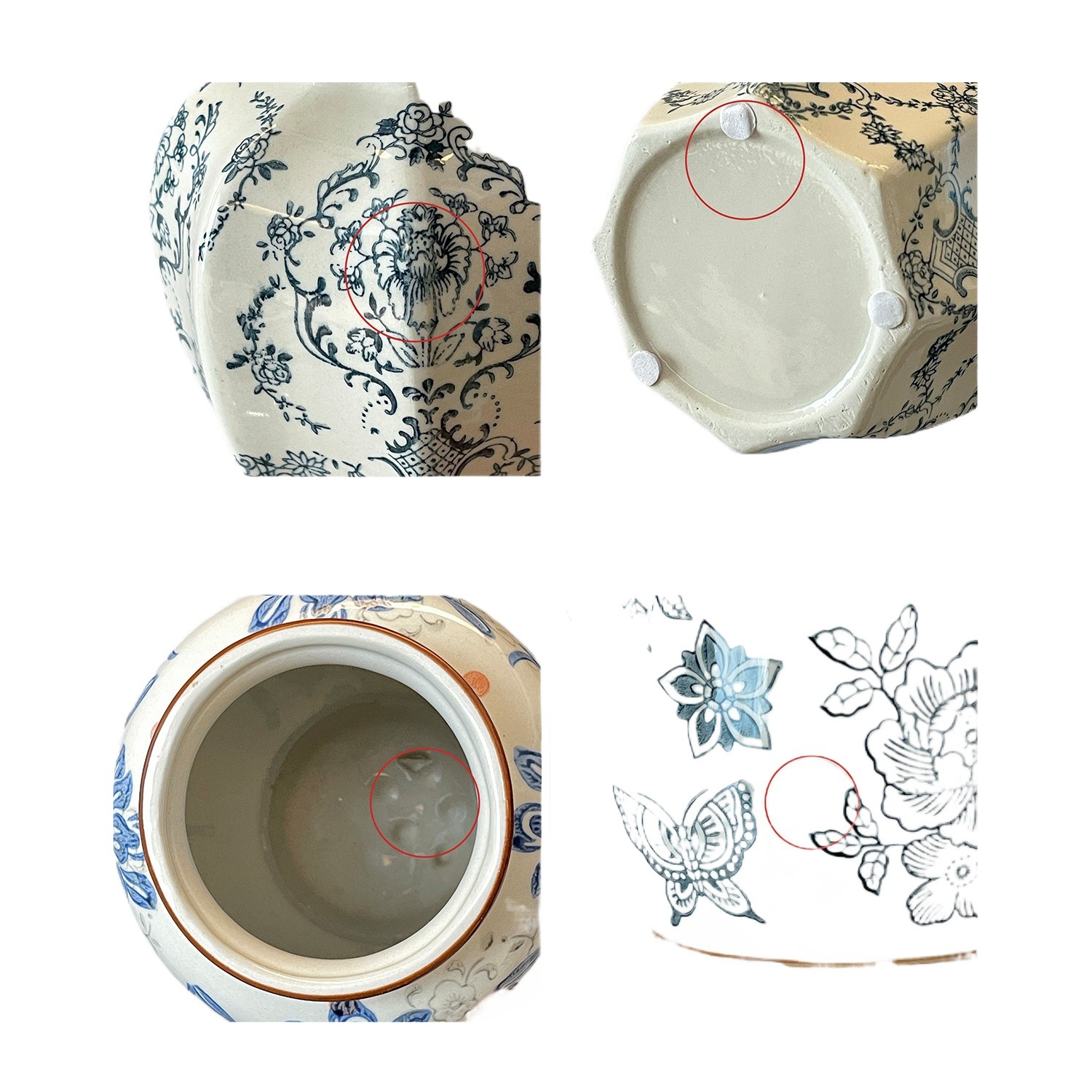 Flor azul porcelana vintage flor de cerámica decoración floral sala de estar vasijas de cerámica decoración de lujo ligera nueva flor china