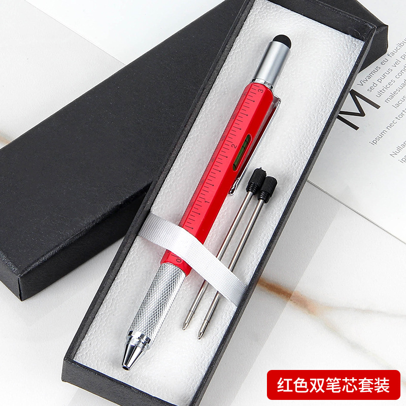 Regla de Metal Multifuncional 6 en 1 con Pantalla Táctil, Nivel, Destornillador Hexagonal y Bolígrafo