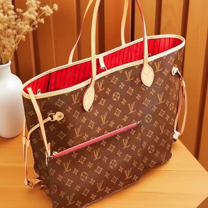 跨境 芯片版 原标 L neverfull 购物袋 V 大容量 托特包 真皮女包|undefined