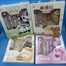 樱花熊猫中性笔套装笔高颜值按动款签字笔多色笔文具礼盒生日礼物