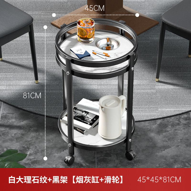 麻将机茶几双层棋牌室专用烟缸茶水架麻将桌边几茶水桌轻奢圆茶几|undefined