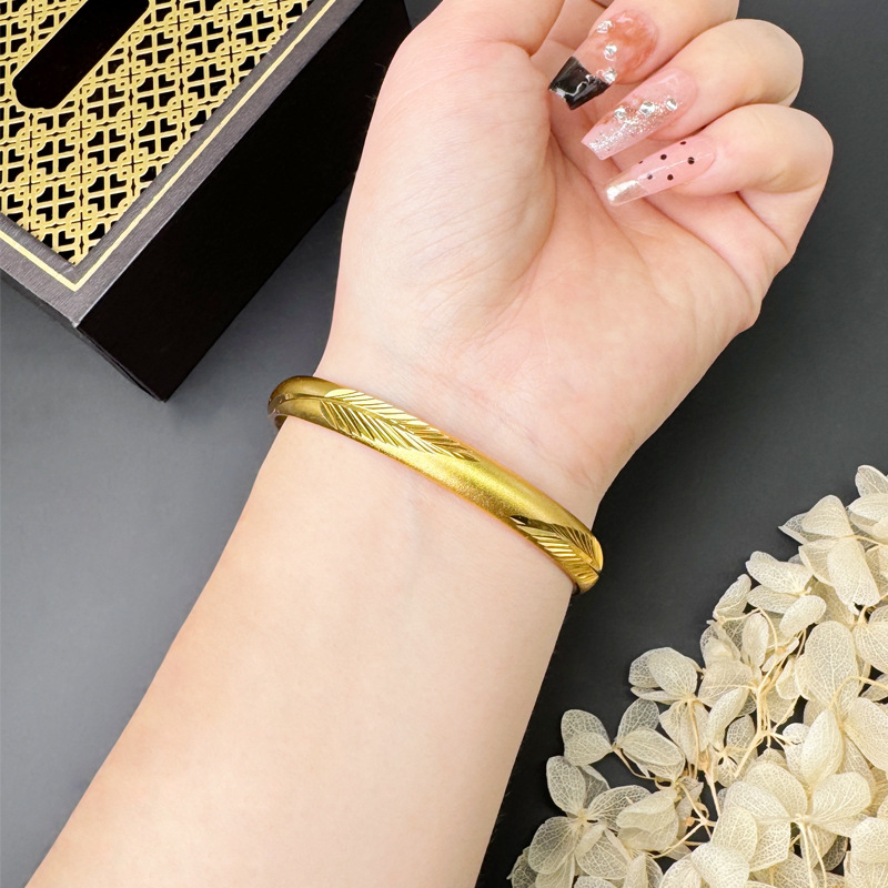 Vietnam Sha Jin Gufa Heart Meridian Hoja Mujer Brazalete Cerrado no se desvanece el estilo nacional esmerilado alta sensación de joyería suministro