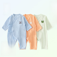批發2023夏季新款新生兒連體衣莫代爾長袖爬爬服嬰兒衣服