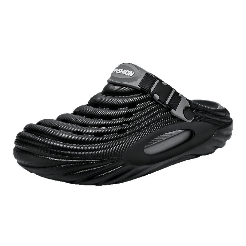 Dép lỗ nam kiểu Crocs mùa hè chống trượt, mũi tròn bảo vệ, đi biển và lái xe — Trắng, màu xanh nhạt, đen