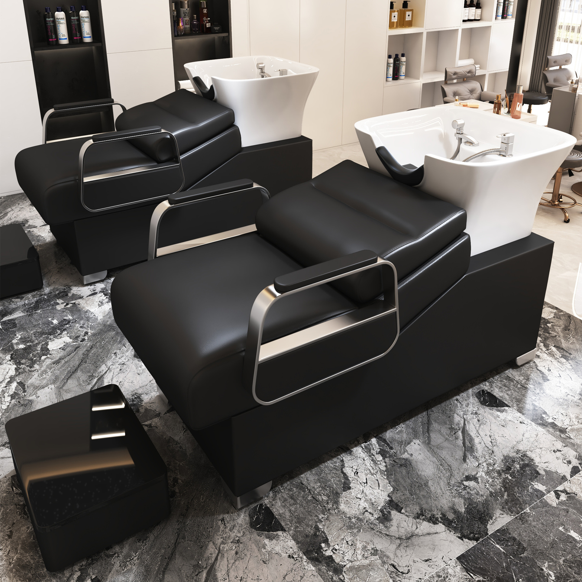 Piel negra simple / barandilla plateada / esponja nativa de alta densidad