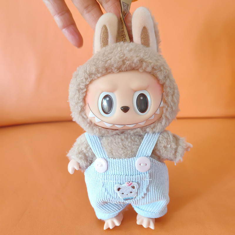 Labubu accesorios de ropa 15cm colgante tire paño muñeca ropa oso suspender pantalones camiseta traje