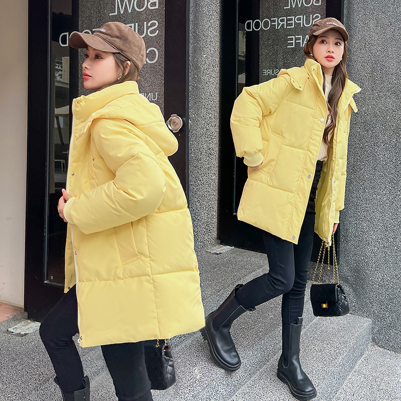 Ropa de algodón de mujer invierno 2025 ropa de pan de moda universal ropa de algodón de estilo medio y largo para mujeres nuevas chaquetas de algodón con capuzas gruesas image 7