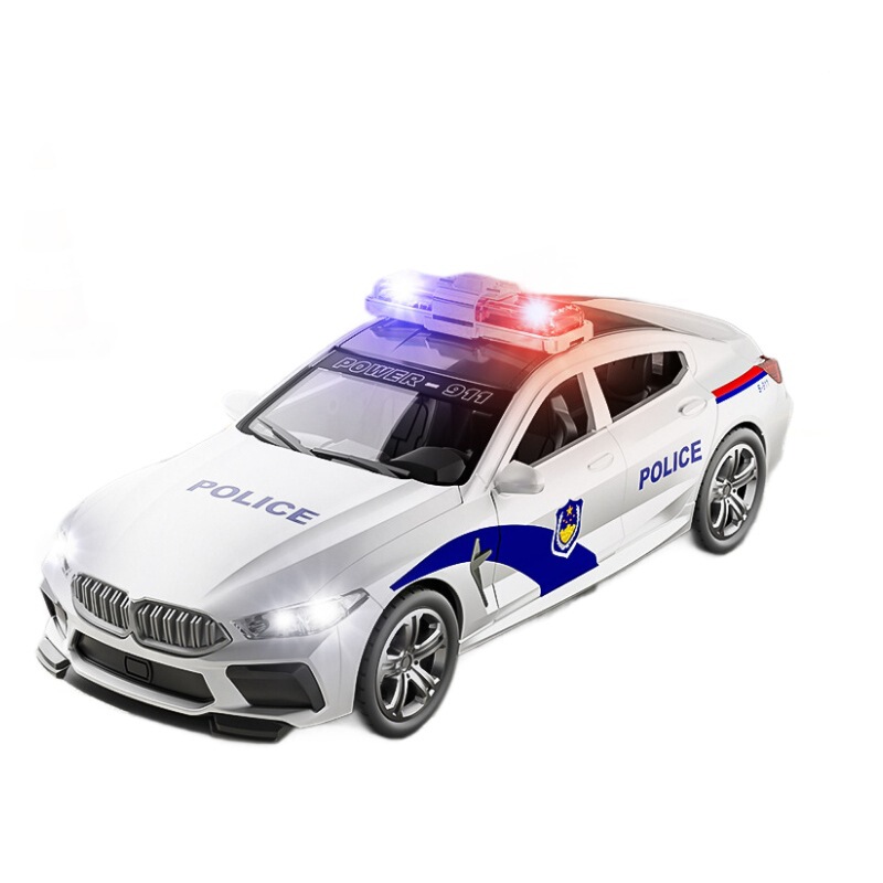 新款仿真声光警车模型儿童特警车大号特车模惯性可开门摆件玩具车|undefined