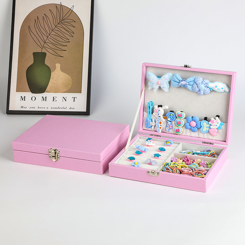 2025 nuevo conjunto de sombreros para niños de gran capacidad, caja de regalo, anillo de accesorios para el cabello de dibujos animados para niñas, caja de almacenamiento de regalo de cumpleaños