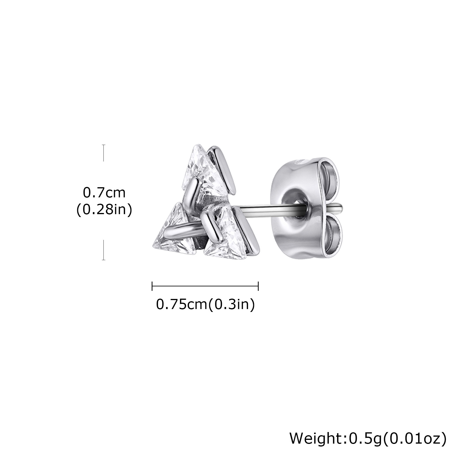 Orecchini a triangolo da uomo in acciaio inox con zirconi_voghion.com