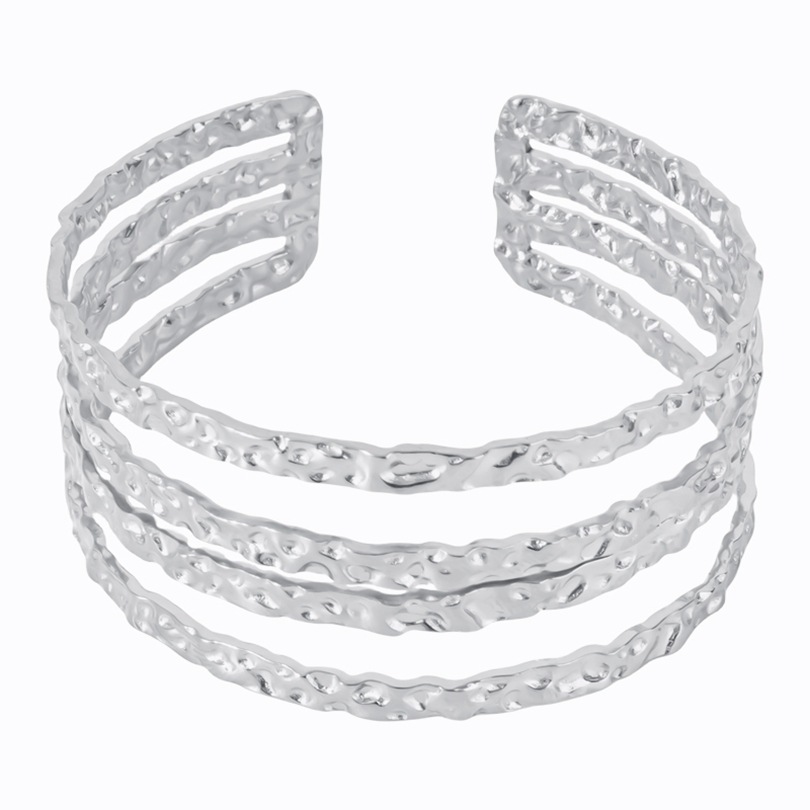Daily, Street Occasion Simple Style Solid Color 304 Stainless Steel 18K Gold Plated Bangle In Bulk