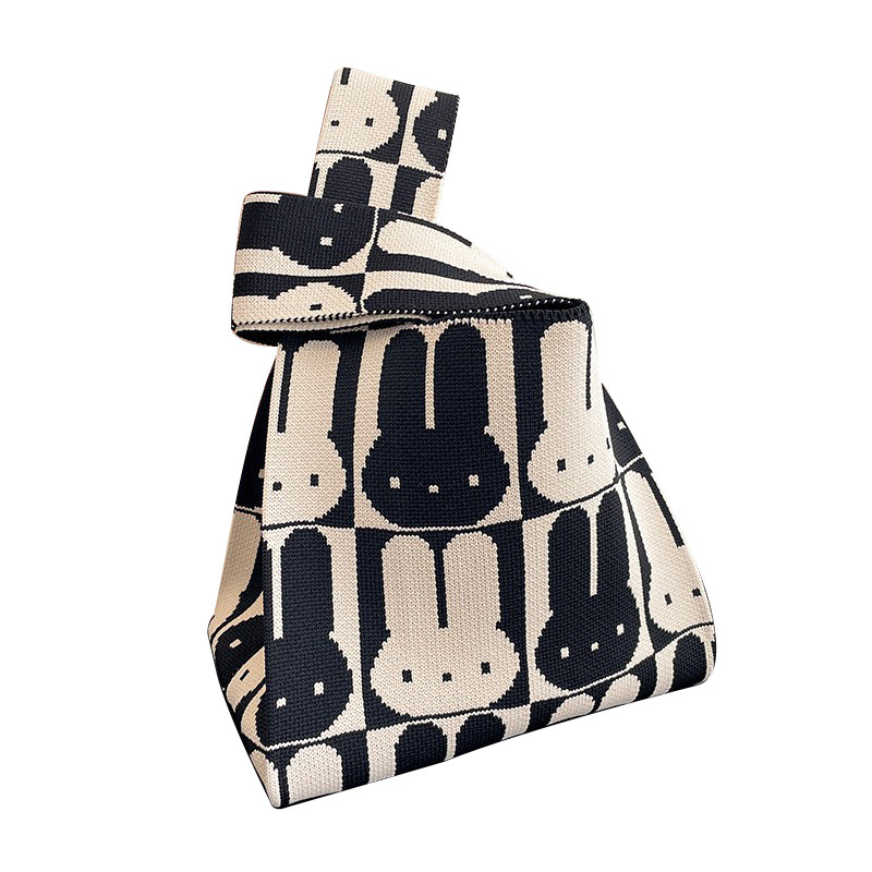 Niche Design Rabbit Pattern Knitted Bag Tote Bag Lunch Box Bag Walking Baby Bag Korean Style Bag Women's Bag Handbag