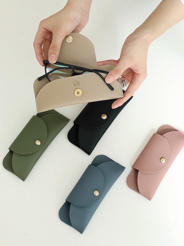 PU leather glasses bag sunglasses protective bag automatic closed storage bag portable dustproof glasses case can be used as logo