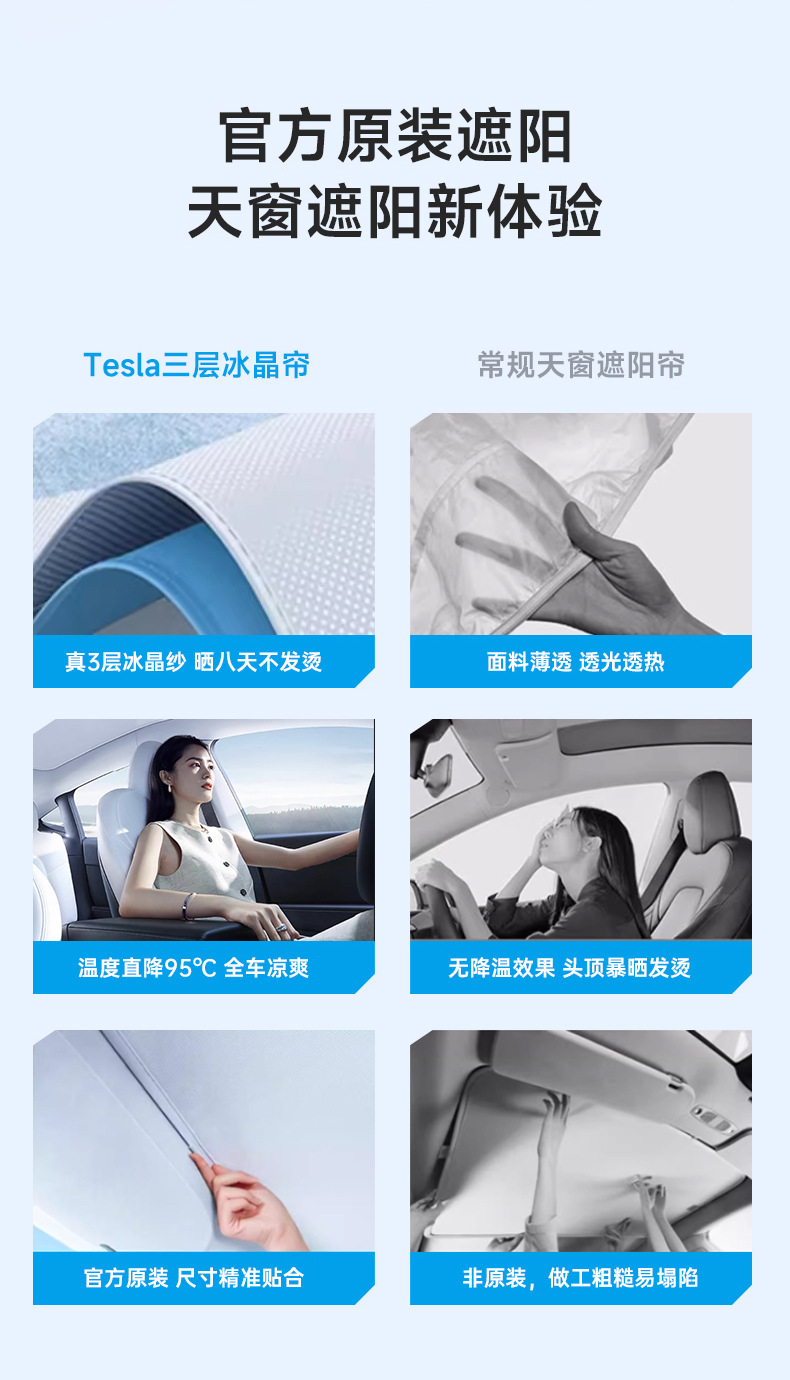 Suitable for Tesla Cybertruck Cyber Ice Crystal Sunshade 3Y Magnetic Sunroof Sunshade Sun Protection and Heat Insulation