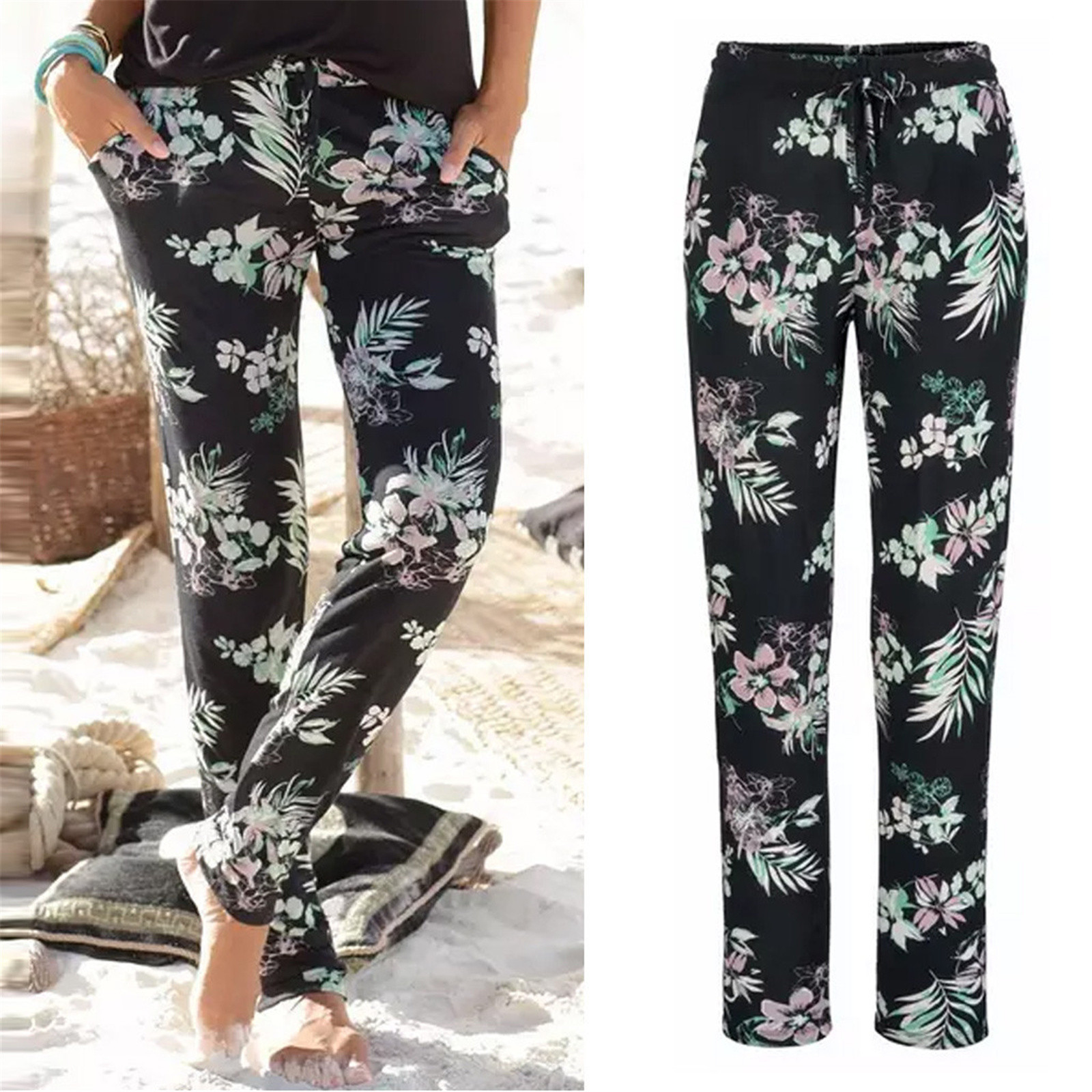 Women's Clothing Summer New Arrival Women's Fashionable High Waist Printed Casual Legs Slim-fit Thin Trousers 9620