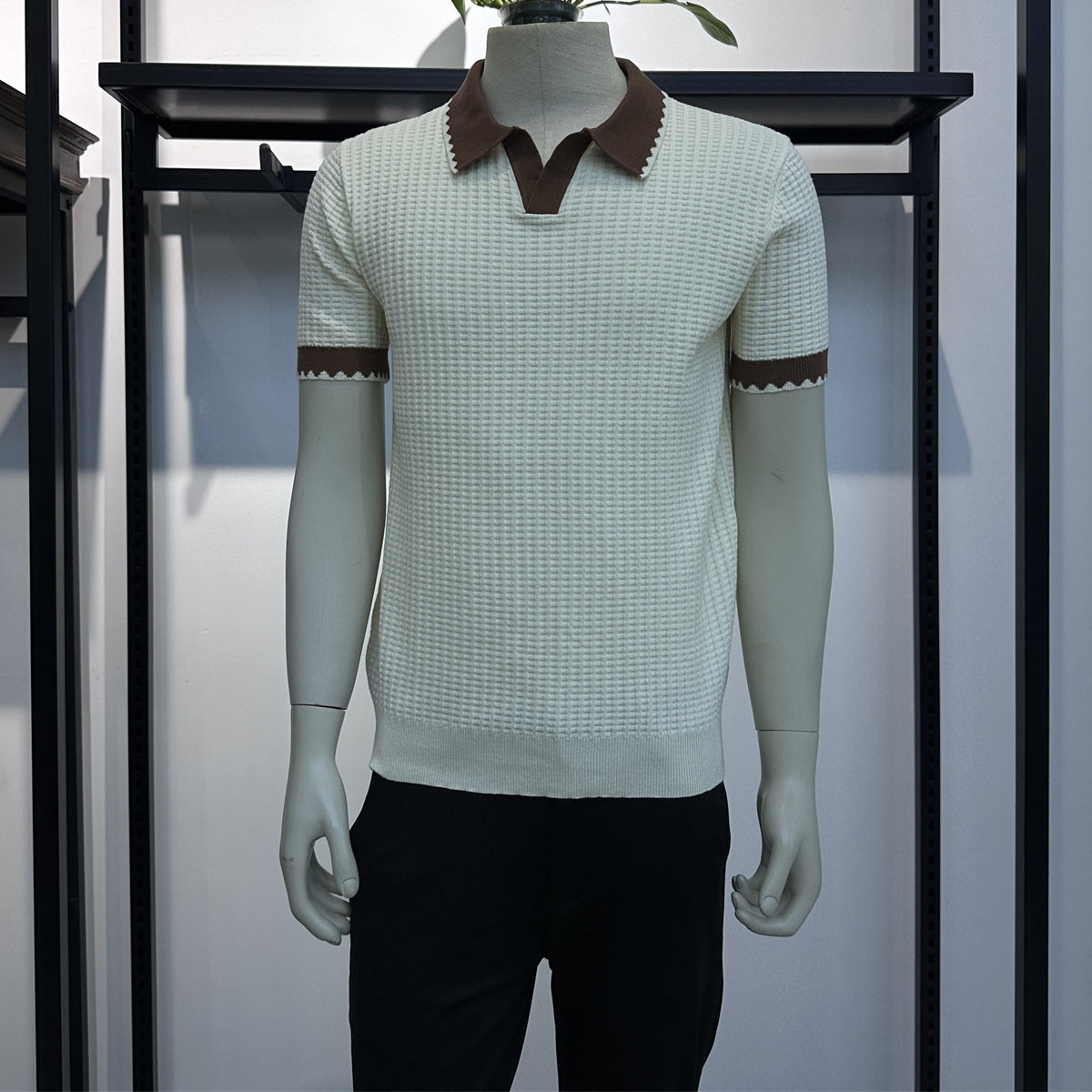 Polo camiseta de punto camiseta de manga corta hombre gaviota cuello V textural color antiguo viento camiseta de verano fábrica transfronteriza al por mayor