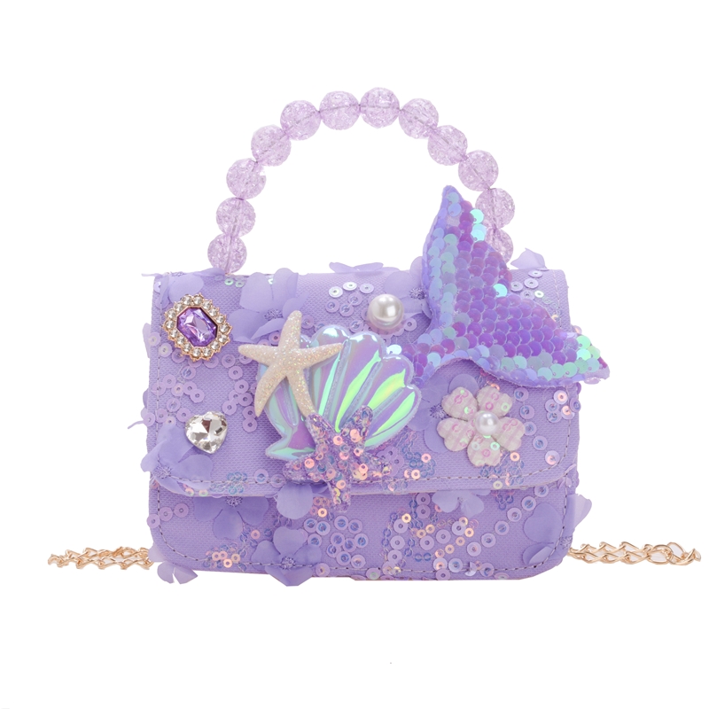 2024 nuevo niño hombro mochila princesa bolsa sirena bolsa de moda bolsa de perlas