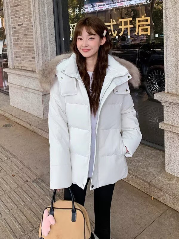 2025冬季新款短款收腰修身显瘦羽绒服女可拆卸毛领设计感保暖外套|undefined