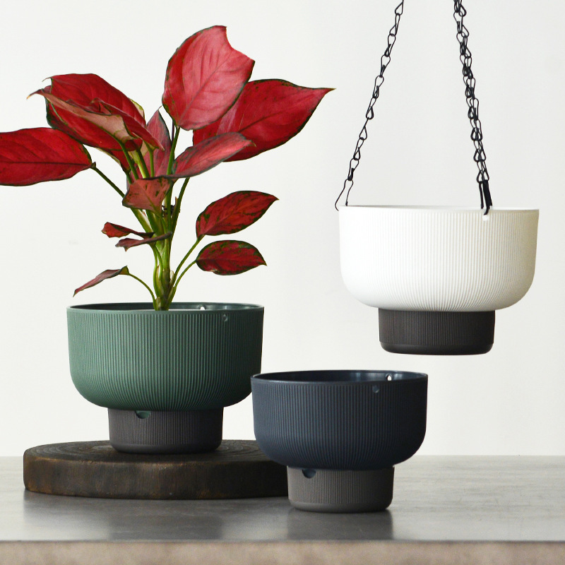 New Hanging Basket Plastic Flower Pot, Self-Watering, Lazy-Friendly Pot for Indoor Hanging Plants Like Pothos