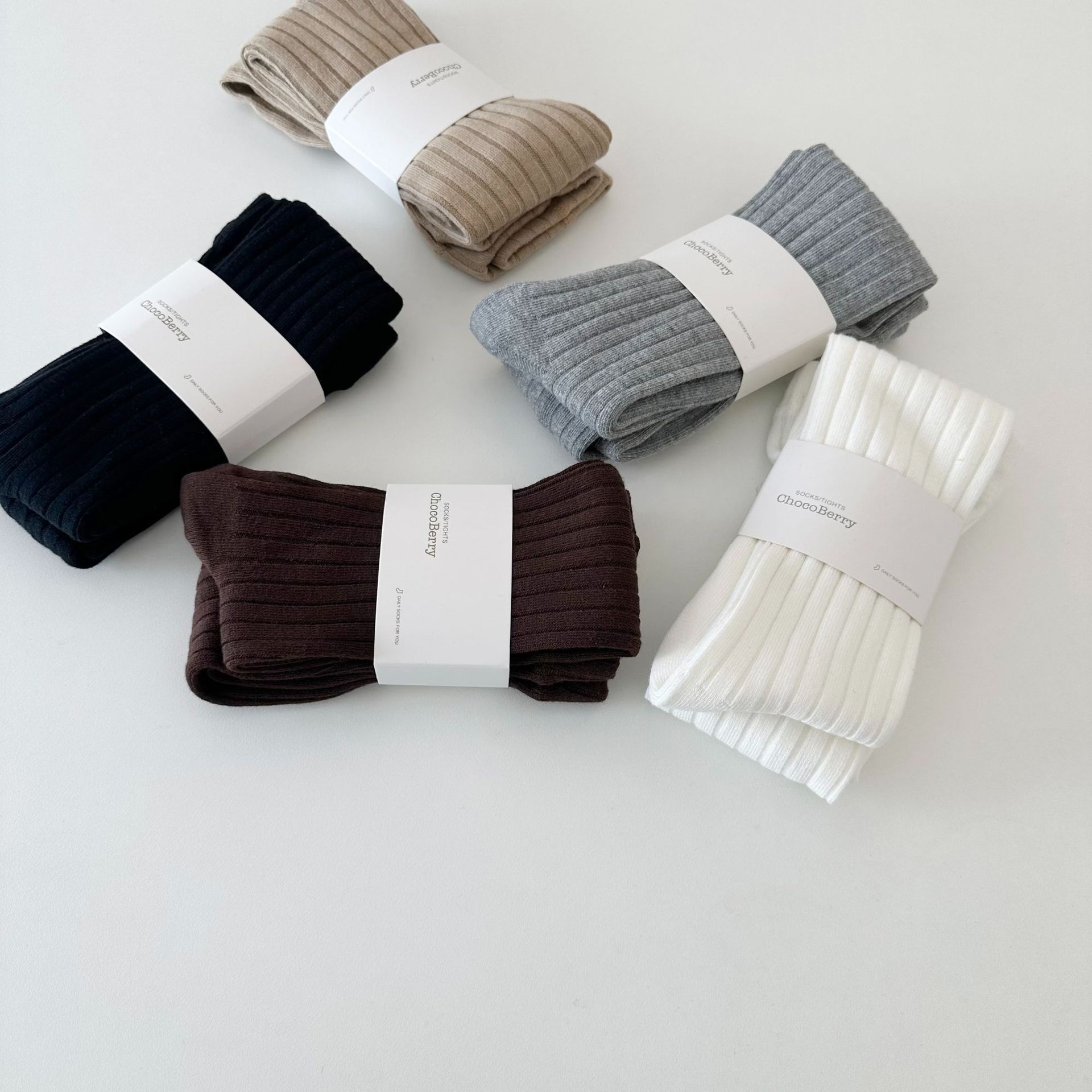 Estilo coreano 2024 pantimedias para niñas de primavera y otoño pantimedias con cordón de doble aguja de color sólido para niños pantimedias-Raya ancha