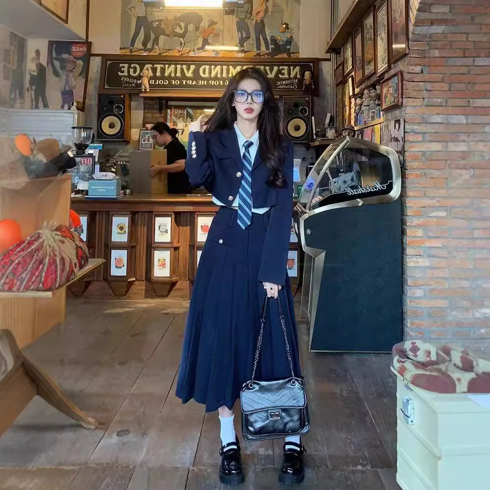 Nai Guai Department Junior JK Uniform Suit Suit Dress Women's Autumn and Winter New Korean Department Campus College Style Commuter Three-Piece Suit