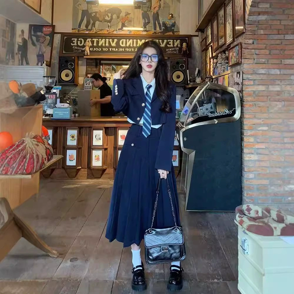 Молочная девушка JK униформа костюм костюм костюм юбка женский осенний и зимний новый корейский кампус колледжа стиль три комплекта