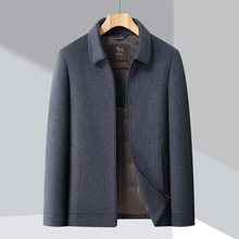 双面羊绒外套男羽绒内胆中年爸爸装冬季高端休闲短款毛呢大衣