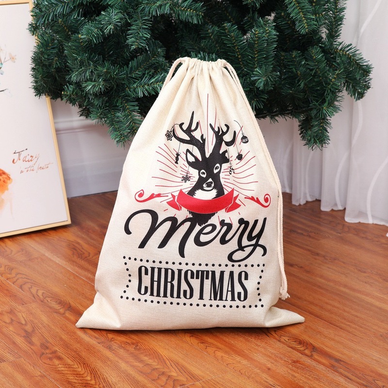 新しいクリスマスの大きいサイズのデジタル印刷の綿布の麻布の紐引きのポケットのサンタクロースの大容量のプレゼントの収納袋|undefined