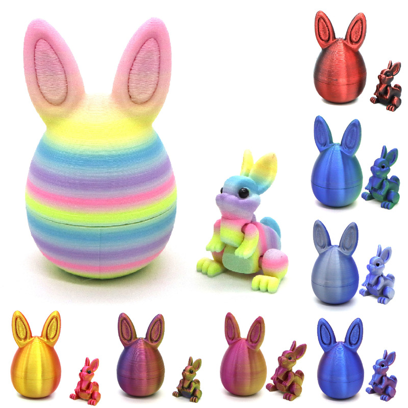 Amazon's Cross-Border Best-Selling Easter Egg 3D Printed Rabbit Egg Creative Ornament Movable Rabbit Model Toy