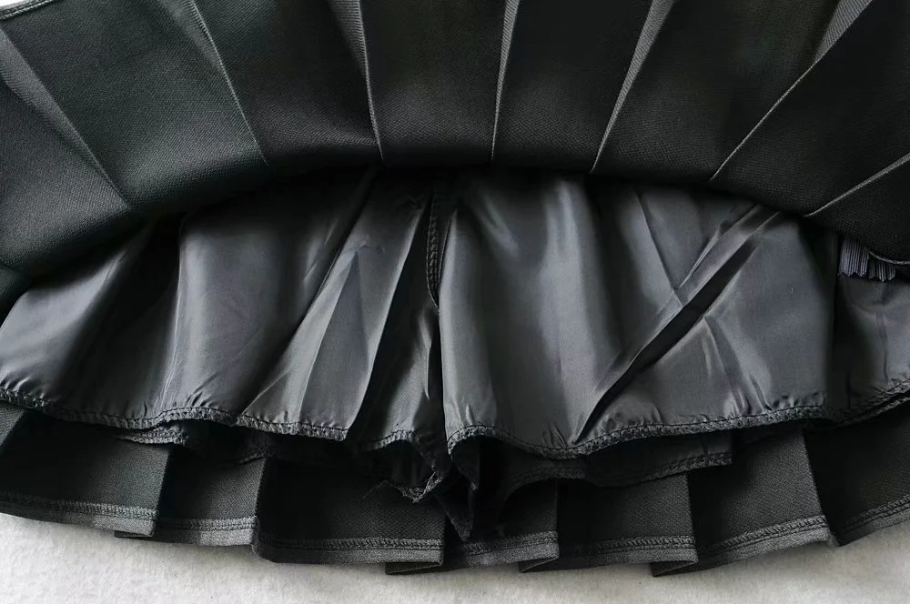 high waist solid color pleated skirt NSAC21959