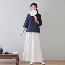 2025夏季新款女成人刺绣夹芽汉服 复古国风文艺麻棉上衣齐腰服饰