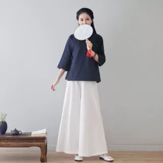 2026夏季新款女成人刺绣夹芽服 复古国风文艺麻棉上衣齐腰服饰