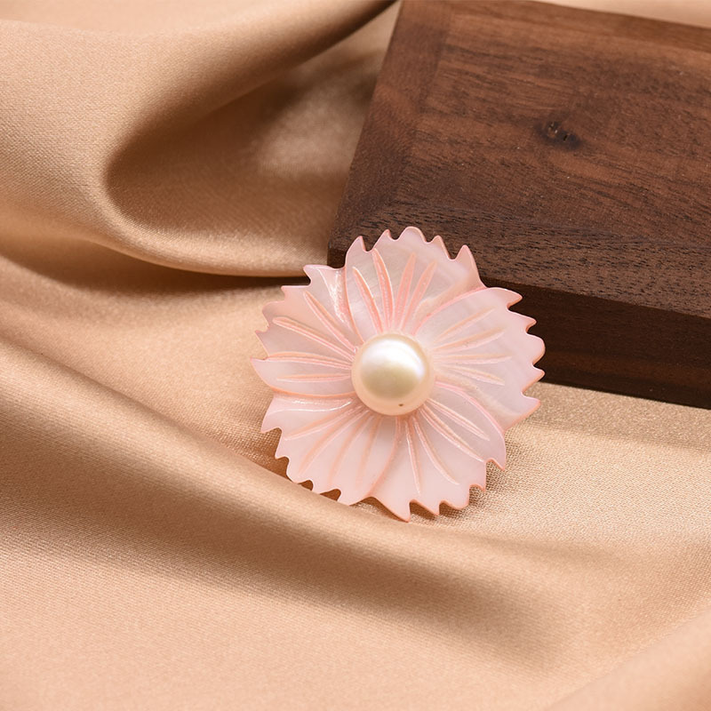 XlentAg natural perla de agua dulce Shell flor lindo broche anti-exposición temperamento femenino todo-fósforo pin original image 4