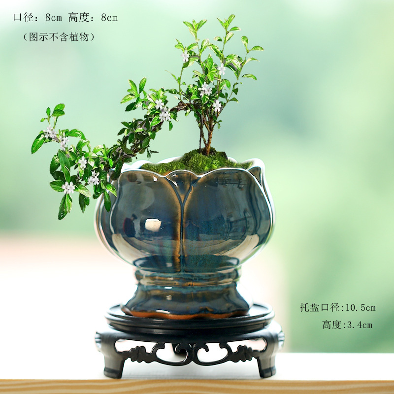 Special Offer Factory Direct Sale Retro Lotus Small Old Stump Ceramic Coarse Pottery Small Pottery Pot Clear Lotus Pot Desktop Flower Pot Warehouse