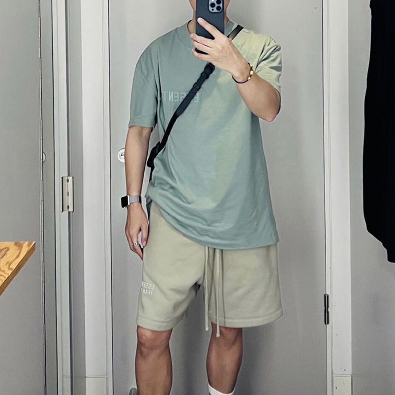 Ss23 Double-Line Essentials American High Street Loose Cotton Short-Sleeved T-Shirt for Men and Women, Casual and Versatile Ss23 Double-Line Essentials American High Street Loose Cotton Short-Sleeved T-Shirt for Men and Women, Casual and Versatile