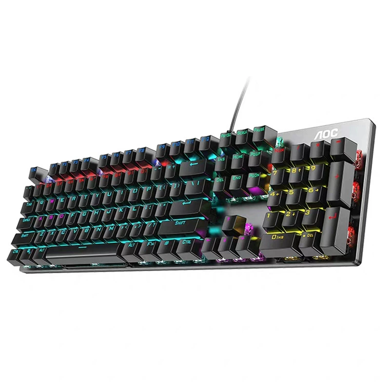 AOC GK410 механическая клавиатура зелёного типа, игровой набор, без залипания, новый стартовый комплект, оптом