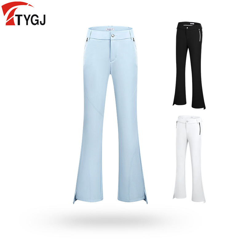 Women's high-waisted, slightly flared golf pants, Korean style, cropped casual sports pants, quick-drying and slimming.