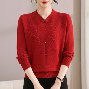 妈妈春装国风针织衫时尚打底小衫2025新款中老年女装春秋气质毛衣|undefined
