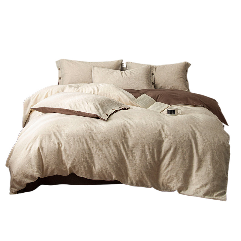 Cama de algodón lavado con agua de algodón conjunto de cuatro piezas 2024 nuevo algodón simple sábanas de dormitorio cubierta set de tres piezas
