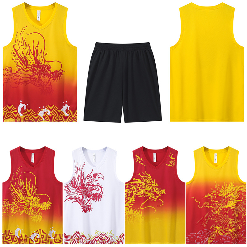 Dragon Boat Suit Dragon Boat Festival Dragon Boat Team Suit Dragon Pattern Basketball Suit suit Men's Vest Dragon Boat Race Sleeveless Training Suit