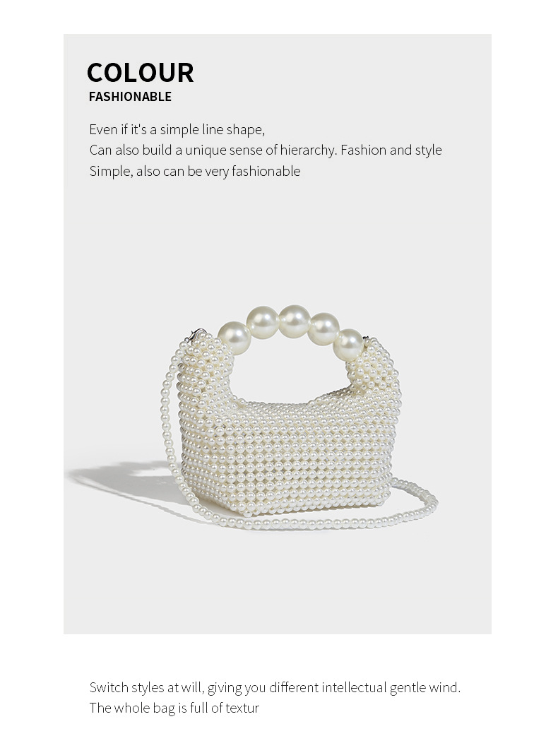 Perlina in stile francese Ins con design cavo, dolce ragazza versatile perla tenuta in mano, croce diagonale a spalla singola intrecciata a mano_voghion.com